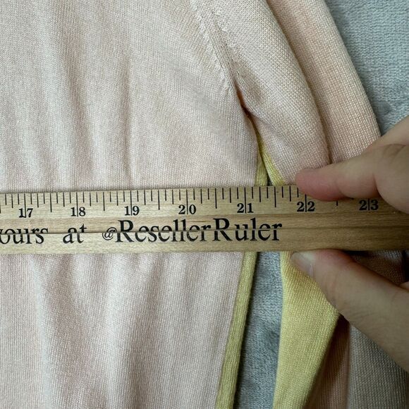 Worth New York Sweater Womens P Blush Yellow Colorblock Silk Cotton Long Sleeve - Picture 7 of 10
